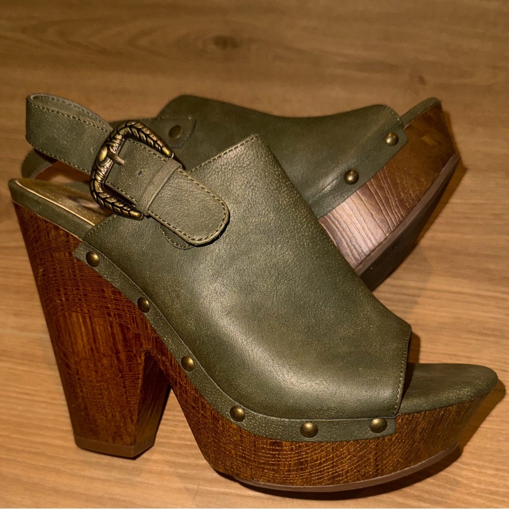 Olive Green Platform Clogs